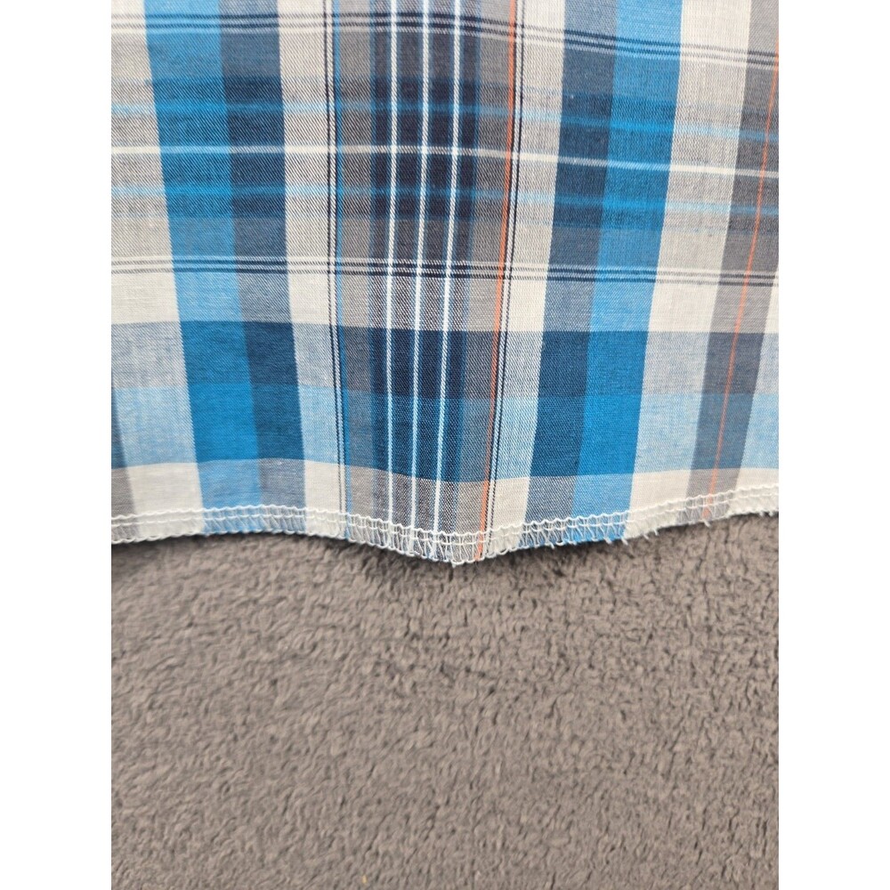 Wrangler Mens Short Sleeve Western Pearl Snap Shirt 2XL XXL Blue Rodeo Plaid - Picture 11 of 16